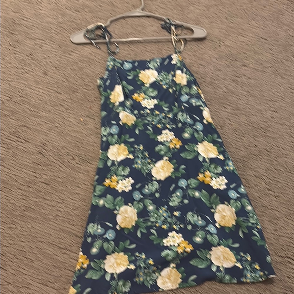 Floral Kids Dress in Blue and Yellow